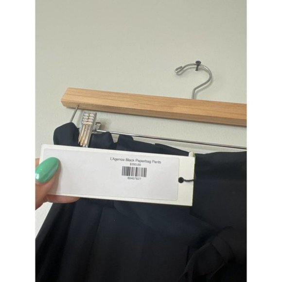 L'agence Roxy Paperbag Self Tie Zip Fly Satin Pants Women's Black Size: 0 NWT - Picture 6 of 11